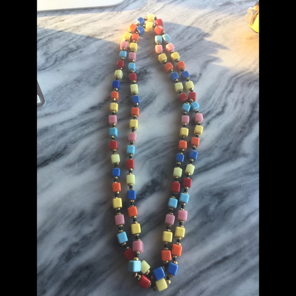 Jewelry - Vintage Glass Square Colorful Beads Necklace